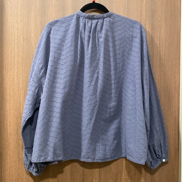 Universal Thread Blue Semi-Sheer Embroidered 100% Cotton Peasant Blouse Size LG - Picture 8 of 11